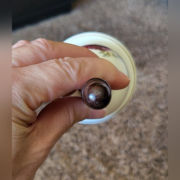 Vintage Fine Bone China White Bell with Wood Handle Floral Rose Flowers - Picture 4 of 5